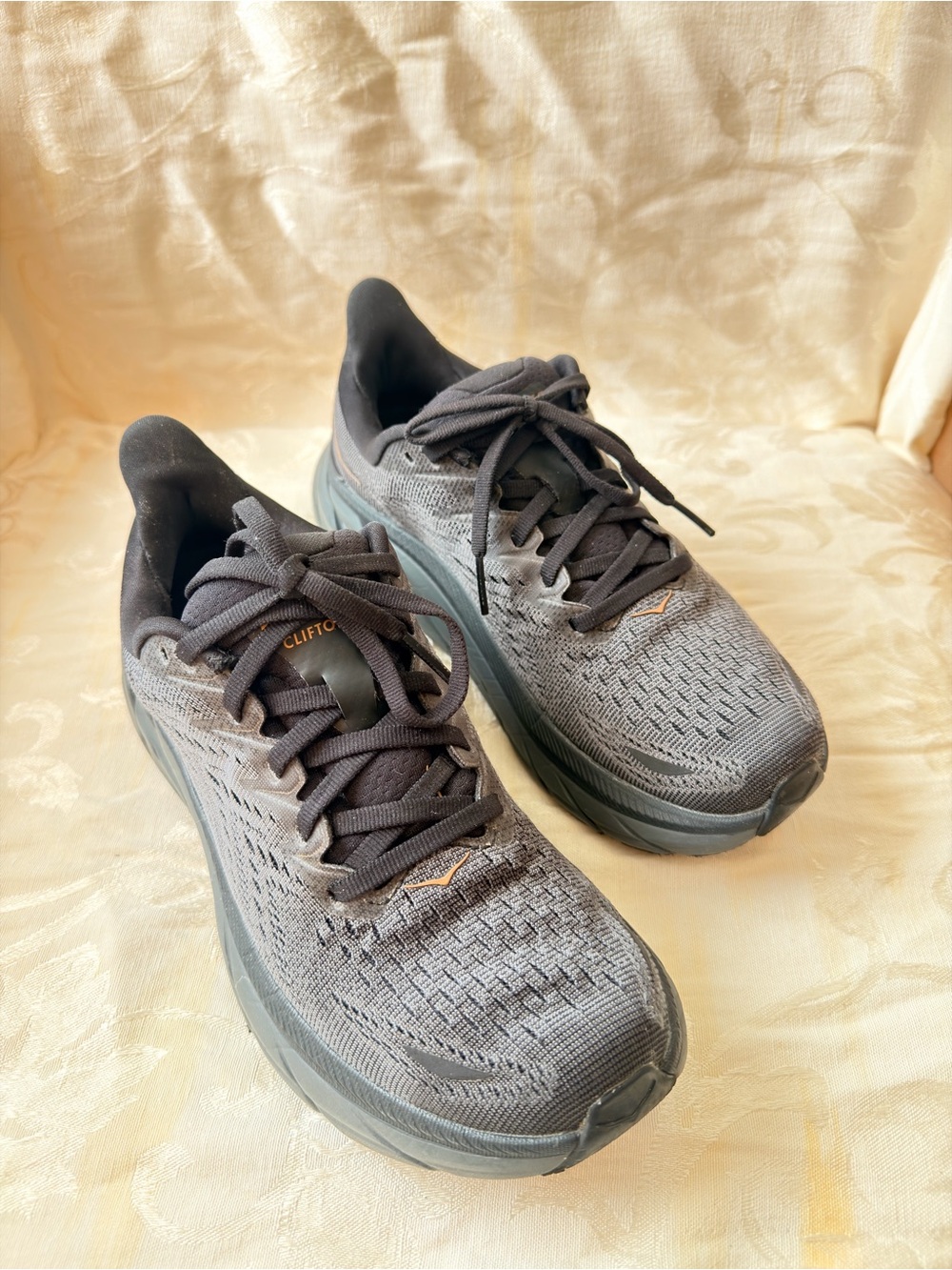 Hoka One One Clifton Running Shoes in Charcoal Gray and Black
